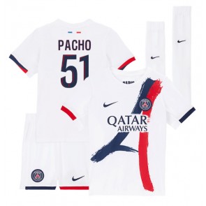 Paris Saint-Germain Willian Pacho #51 Borta Kläder Barn 2024-25 Kortärmad (+ Korta byxor)